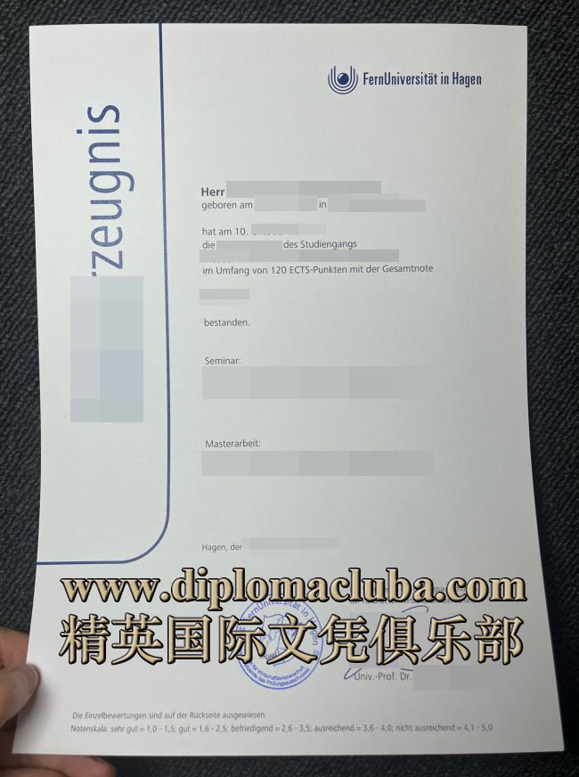 哈根远程大学成绩单