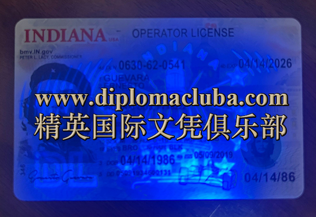 印第安纳州驾照正面-荧光