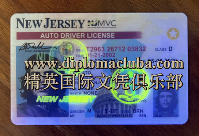 新泽西州驾照正面-荧光