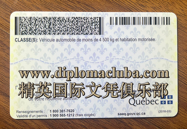 魁北克省驾照背面