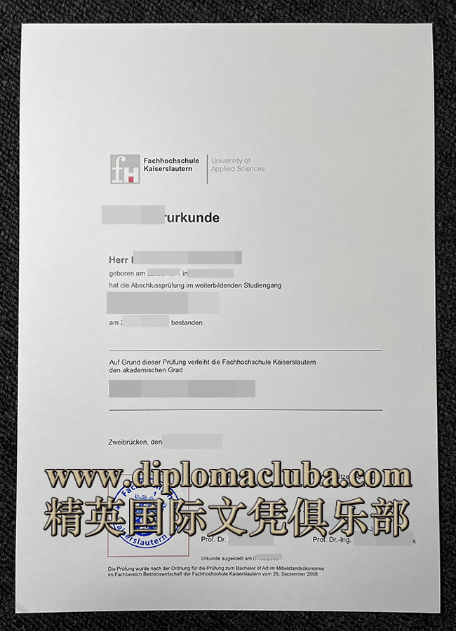 凯撒斯劳滕应用技术大学毕业证