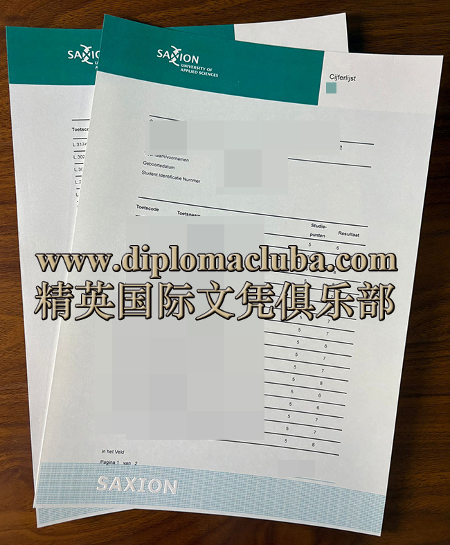 萨克逊应用科学大学成绩单