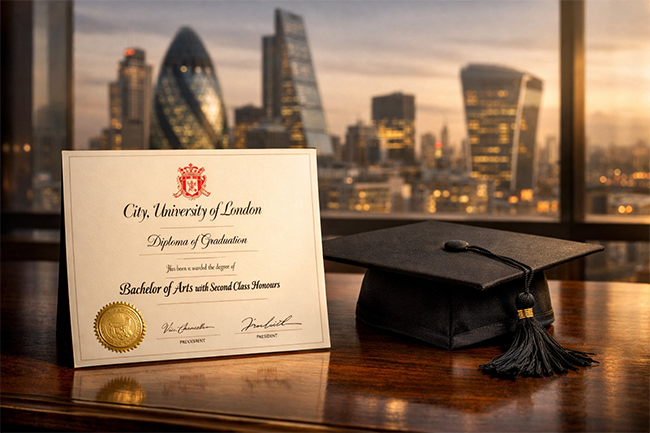 伦敦城市大学毕业证与伦敦金融城背景