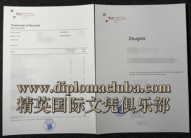 莱茵兰-普法尔茨工业大学成绩单